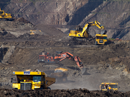 Excavators at mining area