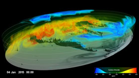 3D representation of CO2 concentration around globe