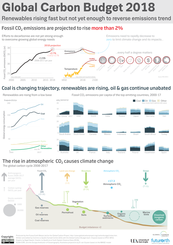 Infographic of carbon emissions for 2018