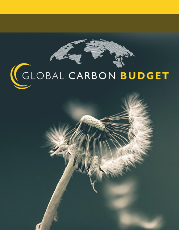 Global Carbon Budget logo over dandelion